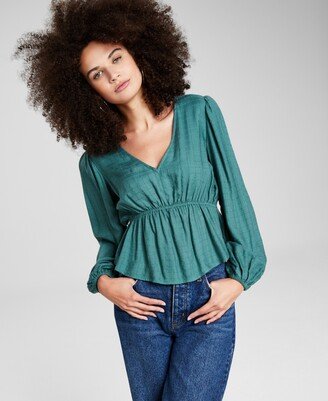 And Now This Women's V-Neck Puff-Sleeve Top