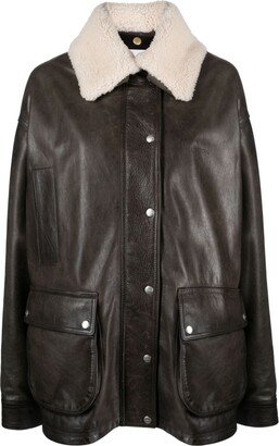 Halfboy Detachable-Panel Leather Parka