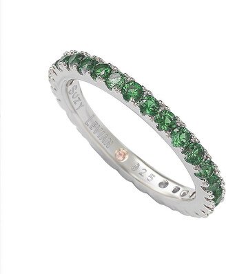 Suzy Levian Sterling Silver Green Cubic Zirconia Eternity Band