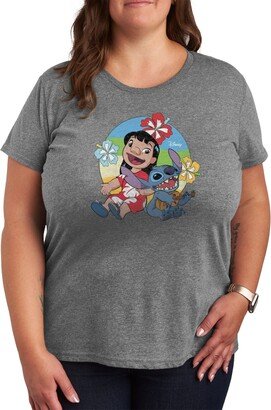 Air Waves Trendy Plus Size Lilo and Stitch Graphic T-shirt