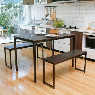 TOSWIN Modern 3-Piece Dining Table Set with 2 Benches, Durable and Stylish