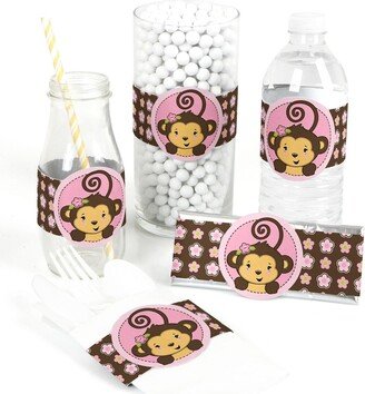 Big Dot Of Happiness Pink Monkey Girl Baby Shower or Birthday Party Diy Wrapper Favors & Decor 15 Ct