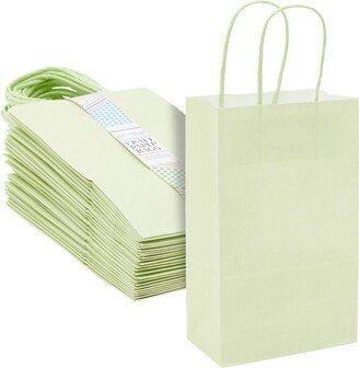 Blue Panda 25 Pack Small Paper Gift Bags with Handles for Party Favors, Bulk Shopping Merchandise Bags, Green 9 x 5.5 x 3 In