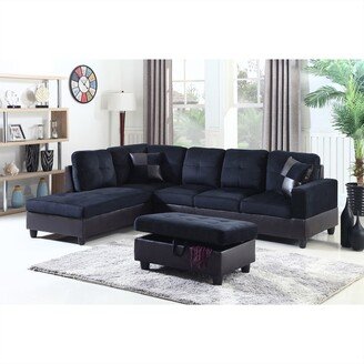 LifeStyle Furniture 3-Pieces Sectional Sofa Set,Left Facing,Midnight Blue Microfiber