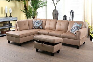 LifeStyle Furniture Katewhite 3-Pieces Sectional Sofa Set,Beige,Microfiber