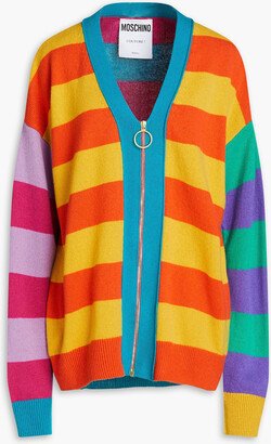 Striped cashmere and wool-blend cardigan