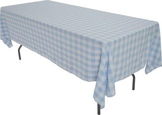 60 X 84 Baby Blue & White Gingham Check Rectangular Tablecloth Polyester