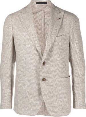 Single-Breasted Herringbone Blazer-AE