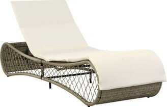 Sun Lounger with Cushion Poly Rattan Gray - 78.7 x 25.6 x 14.6