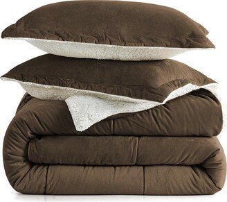 Reversible Sherpa Solid Comforter Set