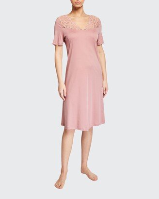 Short-Sleeve Lace-Trim Nightdress