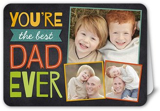 Father's Day Cards: Best Dad Collage Father's Day Card, Black, Matte, Folded Smooth Cardstock, Rounded