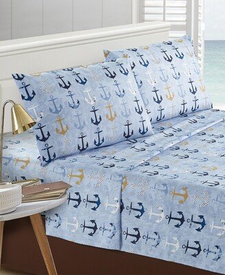 Harper Lane Anchors Away Microfiber 4 Piece Sheet Set, Full