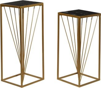 Set of 2 Contemporary Marble Accent Tables Gold - Olivia & May