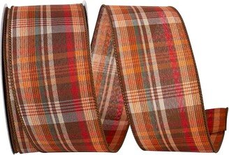 Browns And Rust Plaid Wired Ribbon