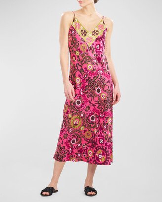 Sleeveless Floral-Print Palazzo Nightgown