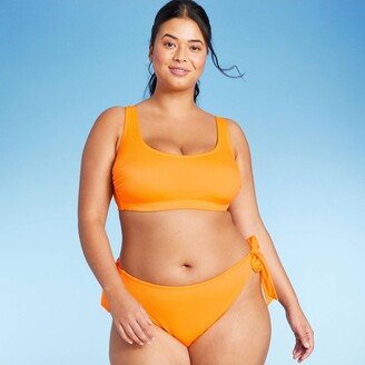 Women' Ribbed Bralette Bikini Top Orange 1X