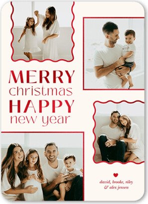 Holiday Cards: Wavy Frames Holiday Card, Red, 5X7, Christmas, Matte, Signature Smooth Cardstock, Rounded
