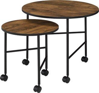 2 Piece Pack Nesting Table Set in Vintage Oak Finish