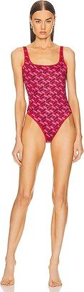 Reversible La Greca One Piece Swimsuit in Red