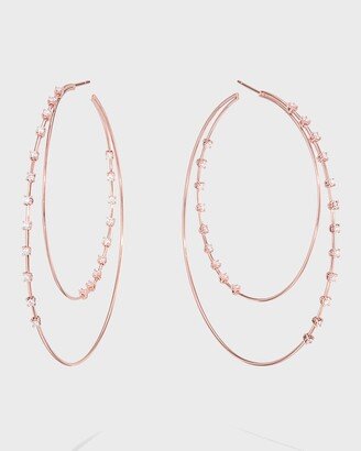 14k Rose Gold Solo Diamond Double Hoop Earrings, 65mm