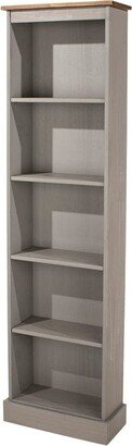 Wood Bookcase Tall Narrow Corona Collection | Furniture Dash