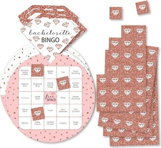 Big Dot of Happiness Bride Squad - Bar Bingo Cards and Markers - Rose Gold Bridal Shower or Bachelorette Party Shaped Bingo Game - Set of 18