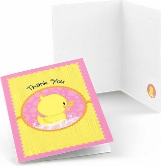 Big Dot of Happiness Pink Ducky Duck - Girl Baby Shower or Birthday Party Thank You Cards (8 count)