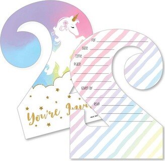 Big Dot of Happiness 2nd Birthday Rainbow Unicorn - Shaped Fill-in Invites - Magical Second Birthday Party Invite Cards with Envelopes - Set of 12