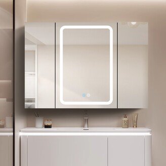 LED Bathroom Medicine Cabinet with Dimmer White Mirror Defogging