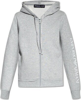 Logo-Printed Zipped Hoodie-AA