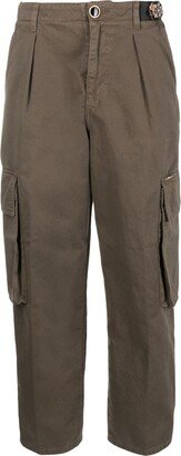 Floral-Embellished Cotton Cargo Trousers