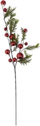 35 Snowy Pine Branch W/Red Bells