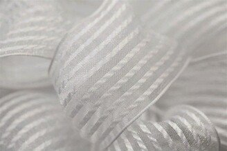 White Sheer Stripe Wired Ribbon