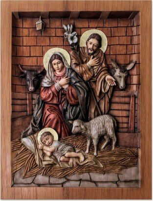 Handmade in a Stable in Bethlehem Cedar relief panel