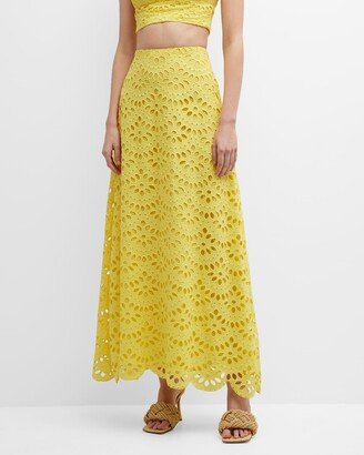 Poppy Eyelet Embroidered Maxi Skirt