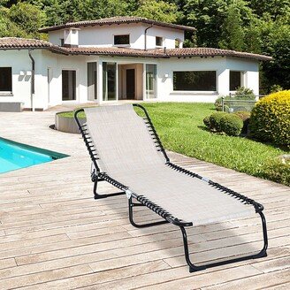 Folding Chaise Lounge Chair Portable Lightweight Reclining Garden Sun Lounger with 4-Position Adjustable Backrest