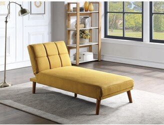 Calnod Polyfiber Adjustable Chaise Sofa Bed, Solid Wood Legs Tufted Cushion Comfort Couch for Living Room, Mustard Color