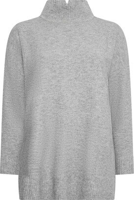 Yours Curve High Neck Knitted Jumper - Women's - Plus Size Curve Grey