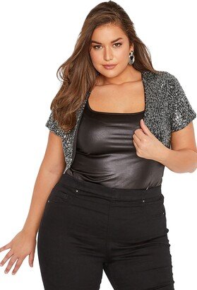 Yours London Curve Sequin Embellished Bolero Shrug - Women's - Plus Size Curve Silver