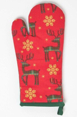 Homescapes Red Reindeer Christmas Oven Glove