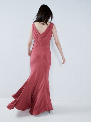 Cowl-back Seam-detail Silk Maxi Dress