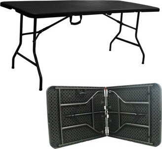 Gr8 Garden Rattan Effect Black 6ft Heavy Duty Folding Table