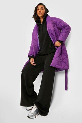 Diamond Quilted Belted Duvet Puffer Jacket