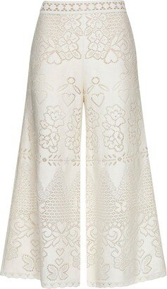 High Waist Wide Leg Lace Trousers