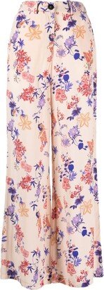 Floral-Print High-Waisted Trousers