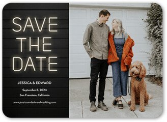 Save The Date Cards: Neon Type Save The Date, Black, 5X7, Signature Smooth Cardstock, Rounded