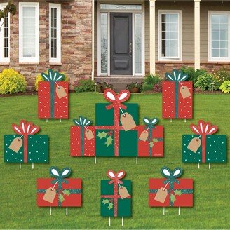 Big Dot Of Happiness Happy Holiday Presents - Outdoor Lawn Decor - Christmas Yard Signs - Set of 8