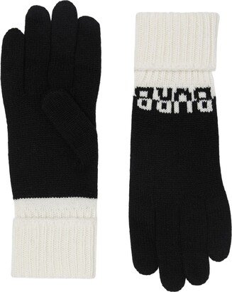 Logo Intarsia Two-tone Cashmere Gloves