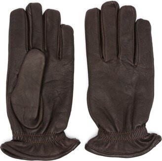 Elasticated-Panel Leather Gloves